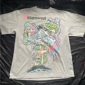 Light Gray Graphic Tee with Pastel Art